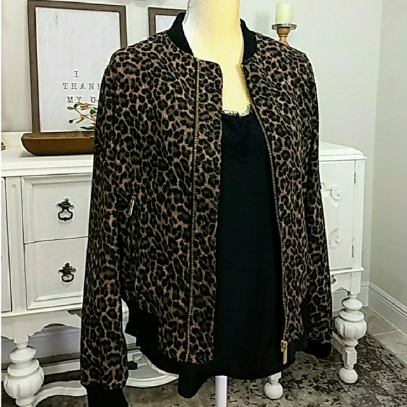 Michael Kors Jackets & Blazers - MK Leopard Bomber Jacket
